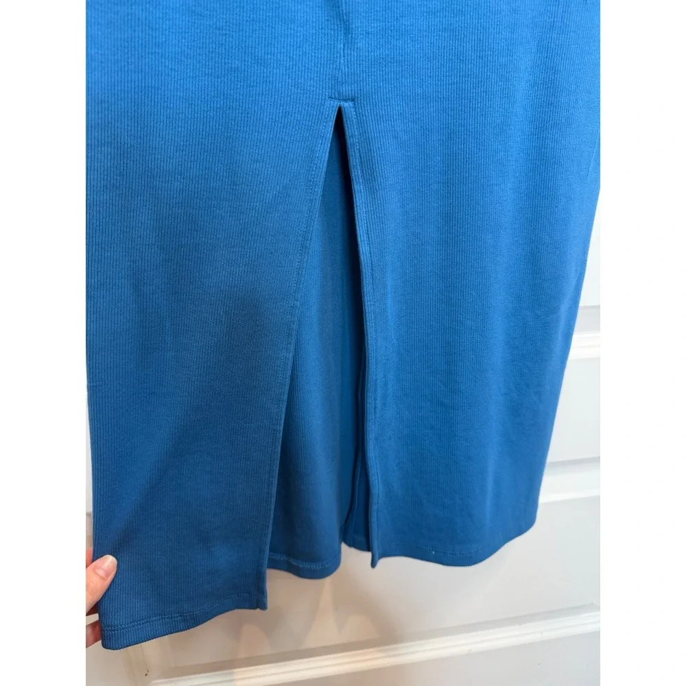 Old Navy Womens Blue Ribbed Halter Midi Dress Keyhole Neckline Size S New
